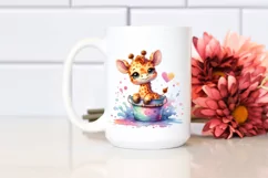 Colorful Smiling Baby Giraffe in Bucket with Splash Clipart Product Image 2