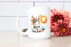 Colorful Watercolor Smiling Baby Rabbit | Clipart Product Image 2
