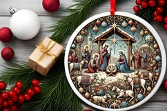 Round Christmas Ornament Sublimation|Clipart Product Image 1