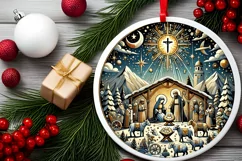 Round Christmas Ornament Sublimation|Clipart Product Image 1