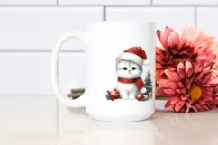 Cute Cat with Santa Hat, Summer PNG Product Image 2