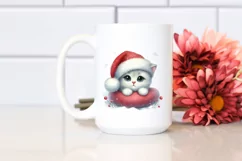 Cute Cat with Santa Hat, Summer PNG Product Image 2