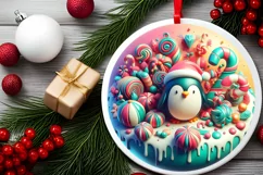 Round Christmas Ornament Sublimation|Clipart Product Image 1