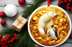 Round Christmas Ornament Sublimation|Clipart Product Image 1