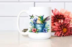 Vibrant Baby Hummingbird in Bucket | Sublimation | Clipart Product Image 2