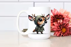 Watercolor Deer Big Eyes Standing Up in Raincoat | Product Image 2