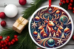 Round Christmas Ornament Sublimation|Clipart Product Image 1