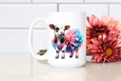 Colorful Pastel Baby Cow in Charleston Dancer Dress, PNG Product Image 2