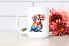 d cartoon-style Macaw with Flower Crown | Clipart Product Image 2