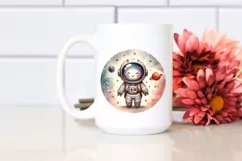 Retro Astronaut Girl Sublimation Clipart Product Image 2