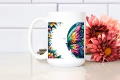 Vibrant Butterfly with Plant Leaves, PNG Product Image 2