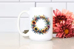 Colorful Sunflower Wreath | Sublimation Clipart Product Image 2