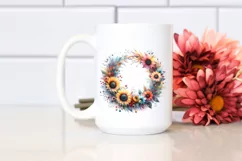 Colorful Sunflower Wreath | Sublimation Clipart Product Image 2