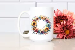 Colorful Sunflower Wreath | Sublimation Clipart Product Image 2