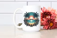 Vintage Tropical Island Sunset | Sublimation Clipart Product Image 2
