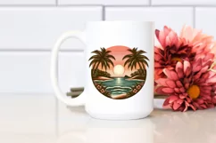 Vintage Tropical Island Sunset | Sublimation Clipart Product Image 2
