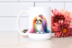 Cute Colorful Japanese Chin Watercolor Clipart Product Image 2