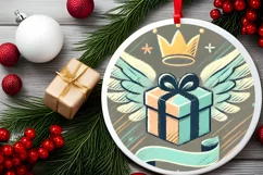 Round Christmas Ornament Sublimation|Clipart Product Image 1