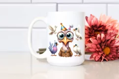 Funny Turkey Dove Party Hat Big Eyes Confused Clipart Product Image 2