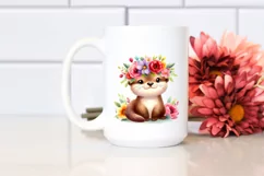Watercolor Flower Crown Otter Clipart Product Image 2