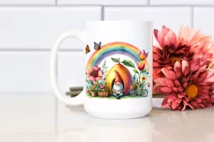 Gnome House Rainbow Colorful Flowers | Clipart Product Image 2