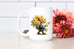 Detailed Gnome with Narcissus Bouquet Digital Painting Product Image 2