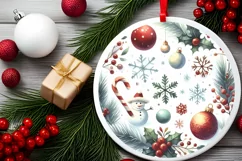 Round Christmas Ornament Sublimation|Clipart Product Image 2