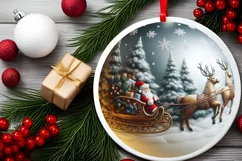 Christmas Round Cute Ornament Sublimation Product Image 2