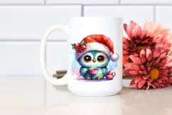 Colorful Owl with Santa Hat, Summer PNG Product Image 2
