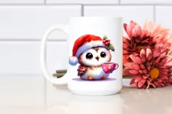 Expressive Baby Owl in Santa Hat PNG Product Image 2