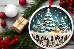 Round Christmas Ornament Sublimation|Clipart Product Image 2