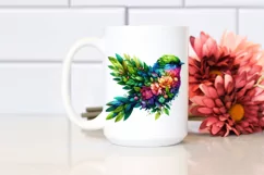 Vibrant Watercolor Bird with Flowers, PNG Product Image 2