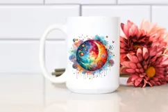 Colorful Watercolor Wimsicall Vibrant Moon Product Image 2