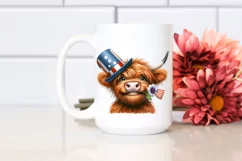 Shy Highland Cow with Flower | Clipart Product Image 2