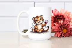 Funny Tiger of Wine Clipart Product Image 2