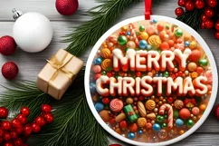 Merry Christmas Round Cute Ornament Sublimation Product Image 1