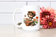 Whimsical Cute Puppy with Nasturtium Bouquet Product Image 2