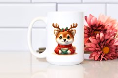 Enthusiastic Baby Shiba Inu with Reindeer Horns PNG Product Image 2