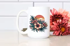 Vintage Tropical Flower Sunset Vector Clipart Product Image 2