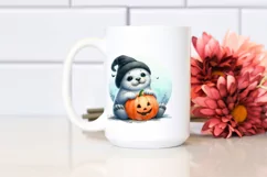 Cute Baby Seal Sitting with Pumpkin, PNG Product Image 2