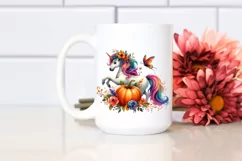 Vibrant Unicorn with Pumpkin | Sublimation | Clipart. Product Image 2