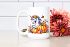 Vibrant Unicorn with Pumpkin | Sublimation | Clipart. Product Image 2