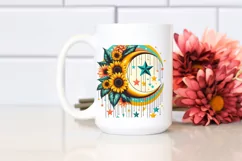 Vibrant Half Moon with Hanging Stars, Transparent PNG Product Image 2