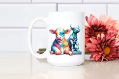 Colorful Pastel Baby Cow with Sculpture, Transparent PNG Product Image 2