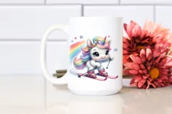 Cute Baby Unicorn Skiing | Sublimation | Clipart Product Image 2