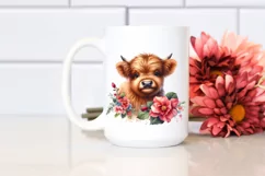 Baby Highland Cow Floral Clipart Product Image 2