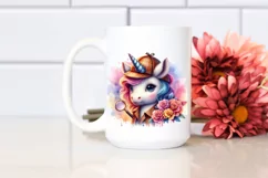 Colorful Baby Unicorn with Detective Hat, Transparent PNG Product Image 2