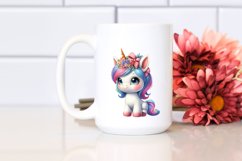 Baby Unicorn with Village Square, Watercolor PNG Product Image 2