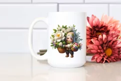 Digital Painting Cute Gnome Basket Gardenia Product Image 2