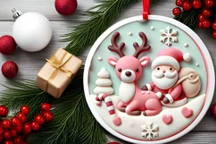 Round Christmas Ornament Sublimation|Clipart Product Image 1